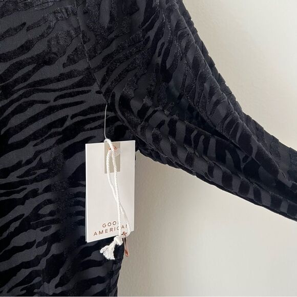Good American Burnout Zebra Mesh Velvety Bodysuit NEW Size XXL Animal Print - Picture 7 of 12
